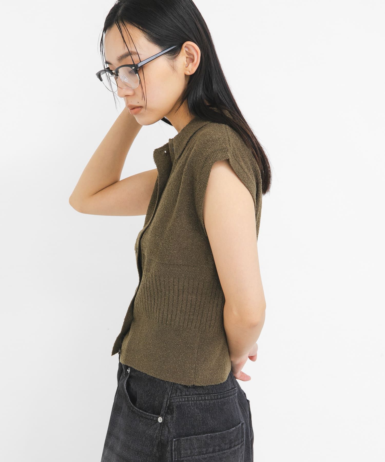  「スリーブレスニットシャツ」|ニット・セーター|