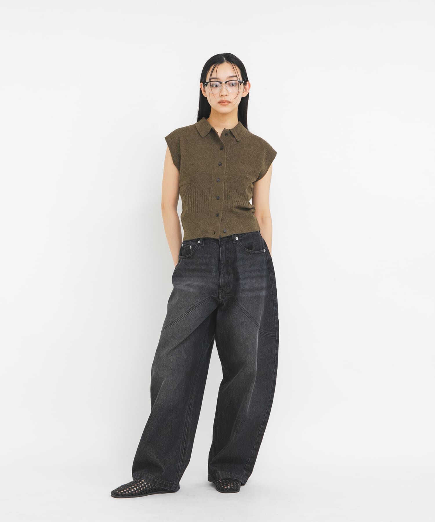  「スリーブレスニットシャツ」|ニット・セーター|