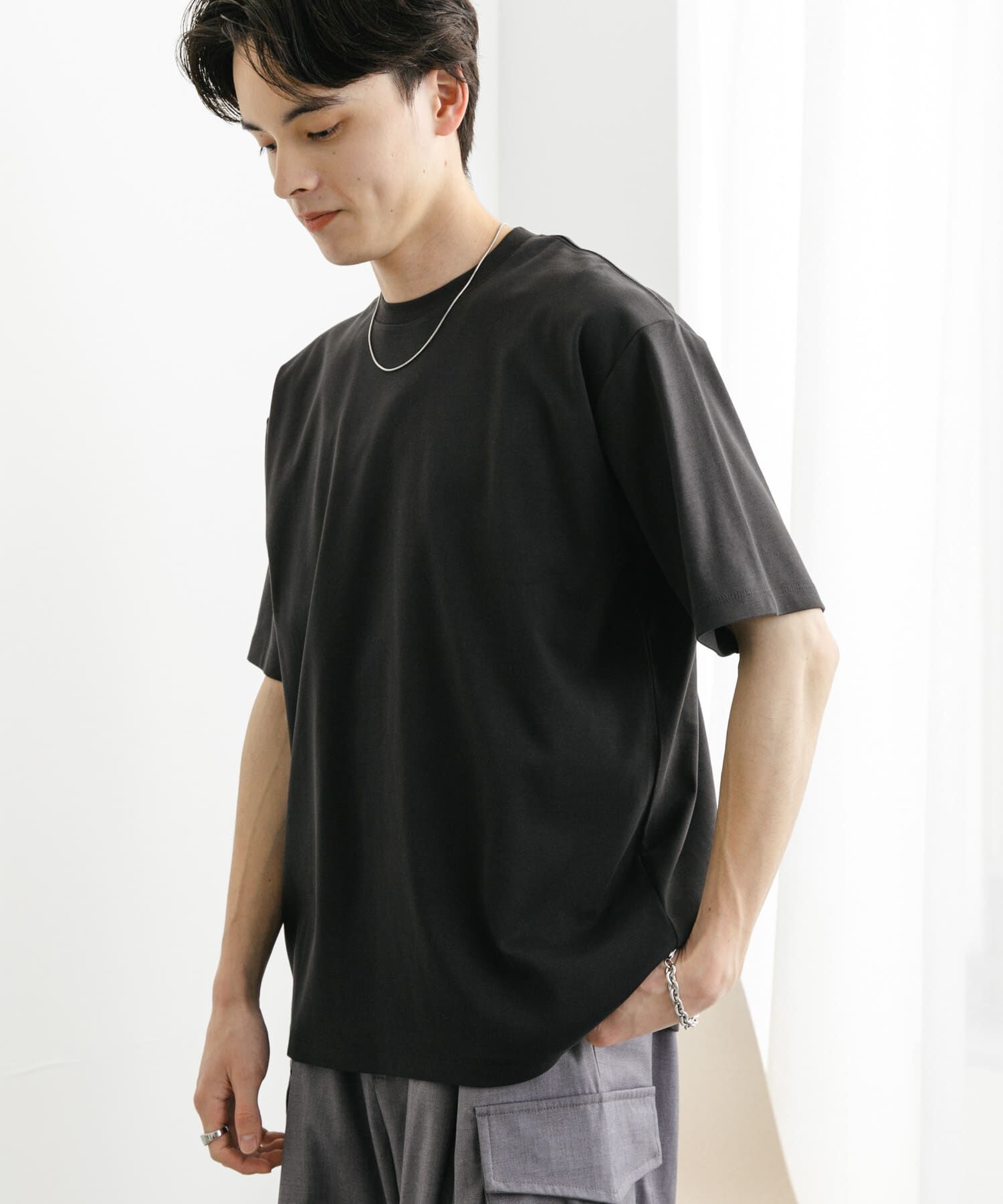 SENSE OF PLACE by URBAN RESEARCH「コットンスムースショートスリーブTシャツ」|Tシャツ・カットソー|ブラック