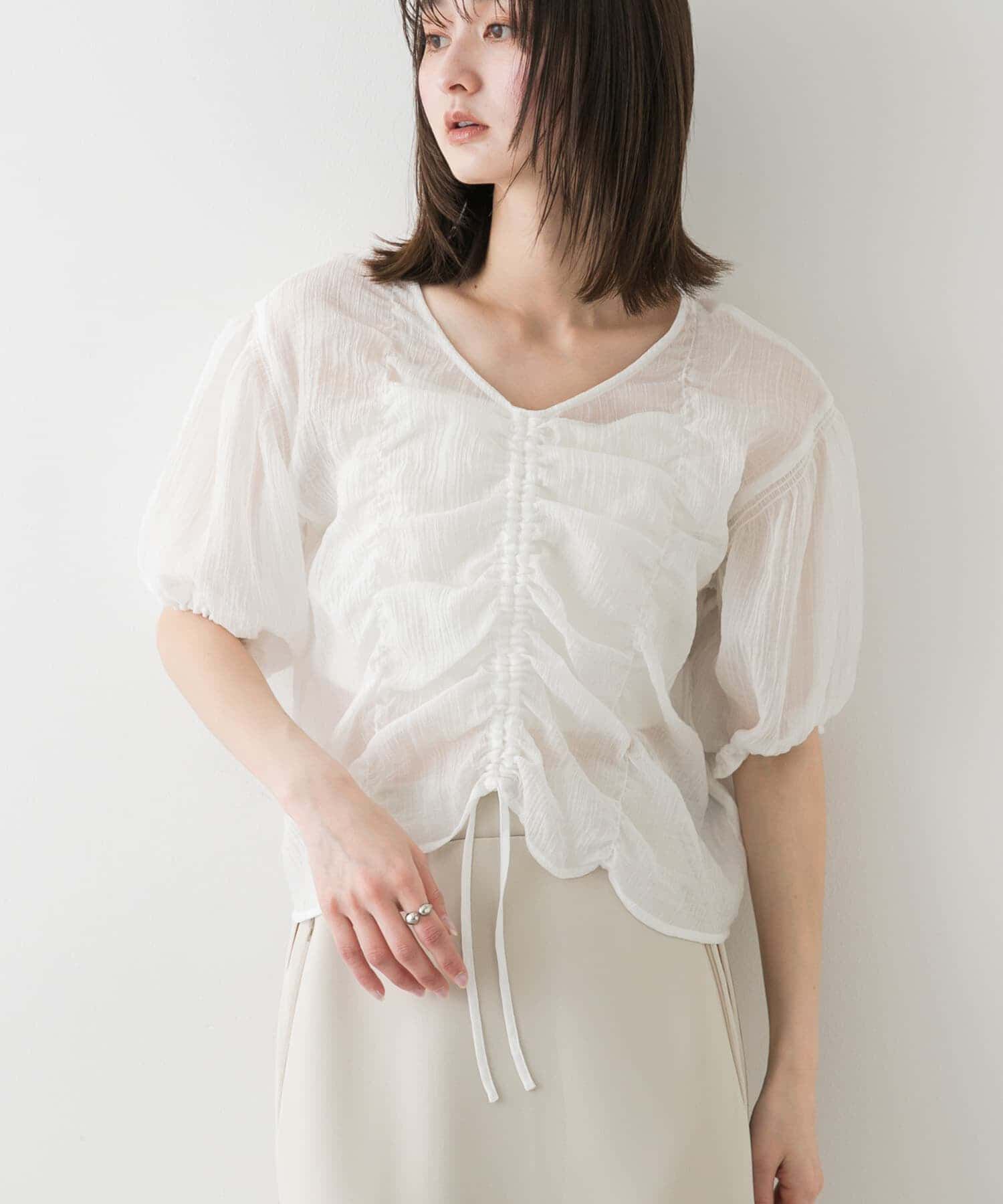 SENSE OF PLACE by URBAN RESEARCH「シャーリングブラウス(5分袖)」|シャツ・ブラウス|
