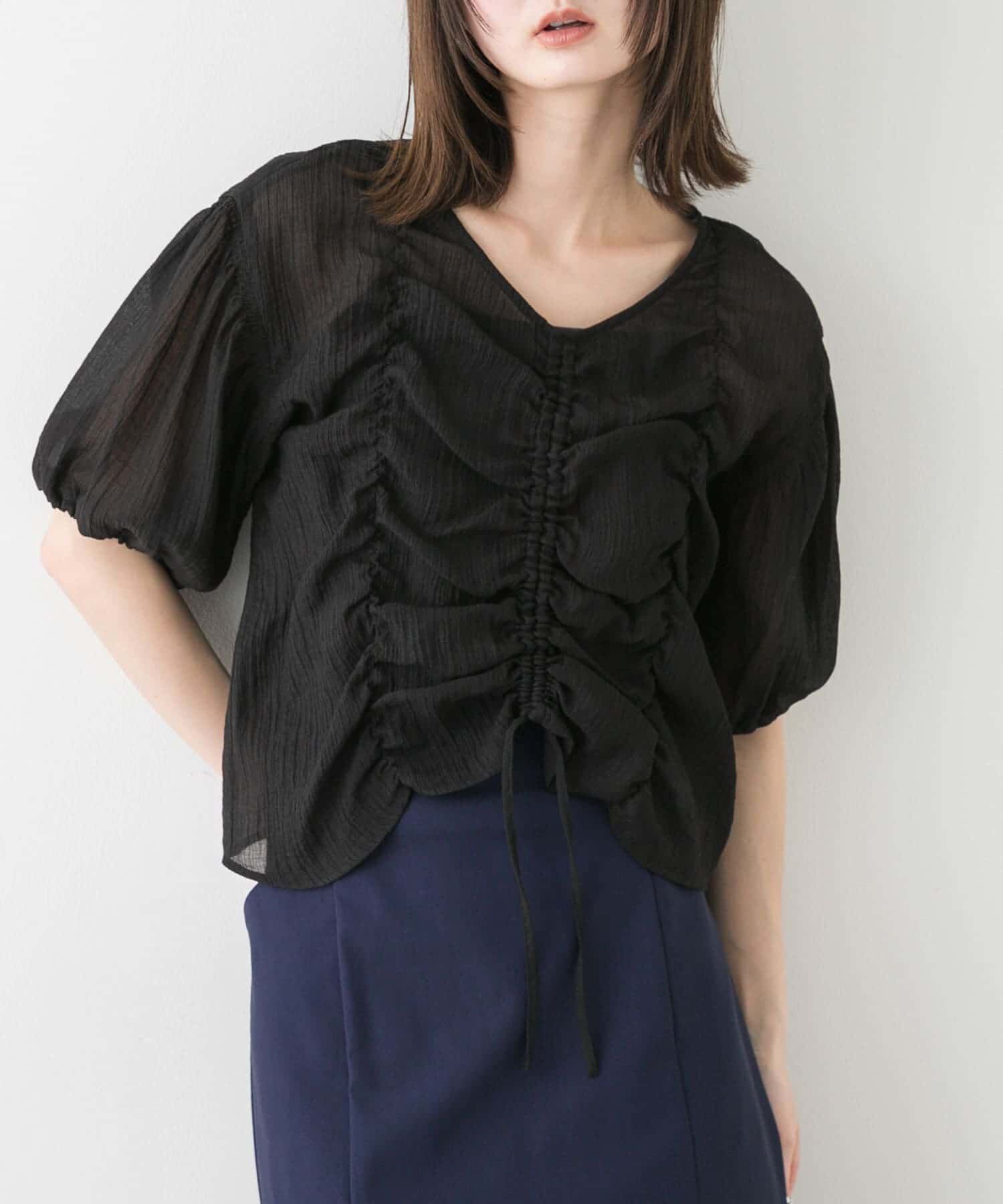 SENSE OF PLACE by URBAN RESEARCH「シャーリングブラウス(5分袖)」|シャツ・ブラウス|