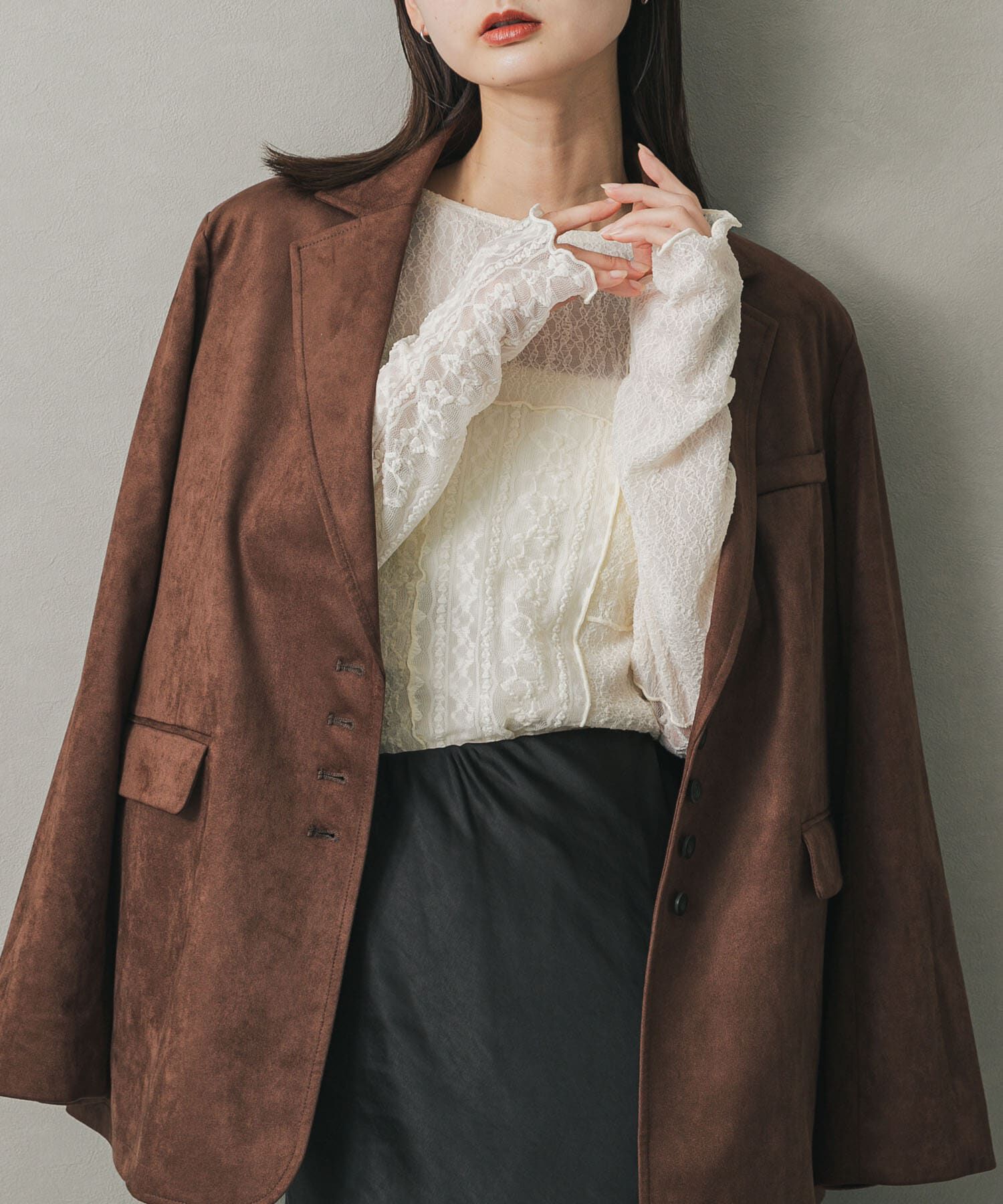 SENSE OF PLACE by URBAN RESEARCH「パッチワークレーストップ」|Tシャツ・カットソー|アイボリー