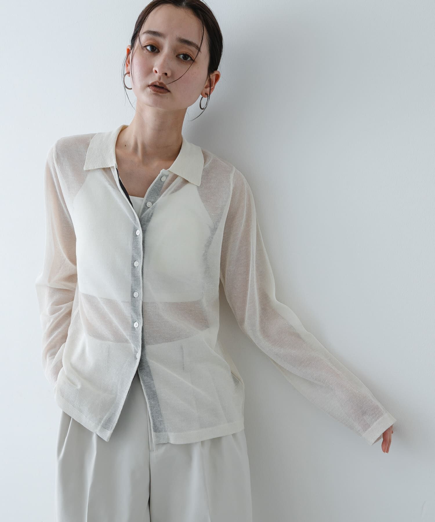 SENSE OF PLACE by URBAN RESEARCH「『洗濯可/接触冷感』シアーニットシャツカーディガン」|ニット・セーター|