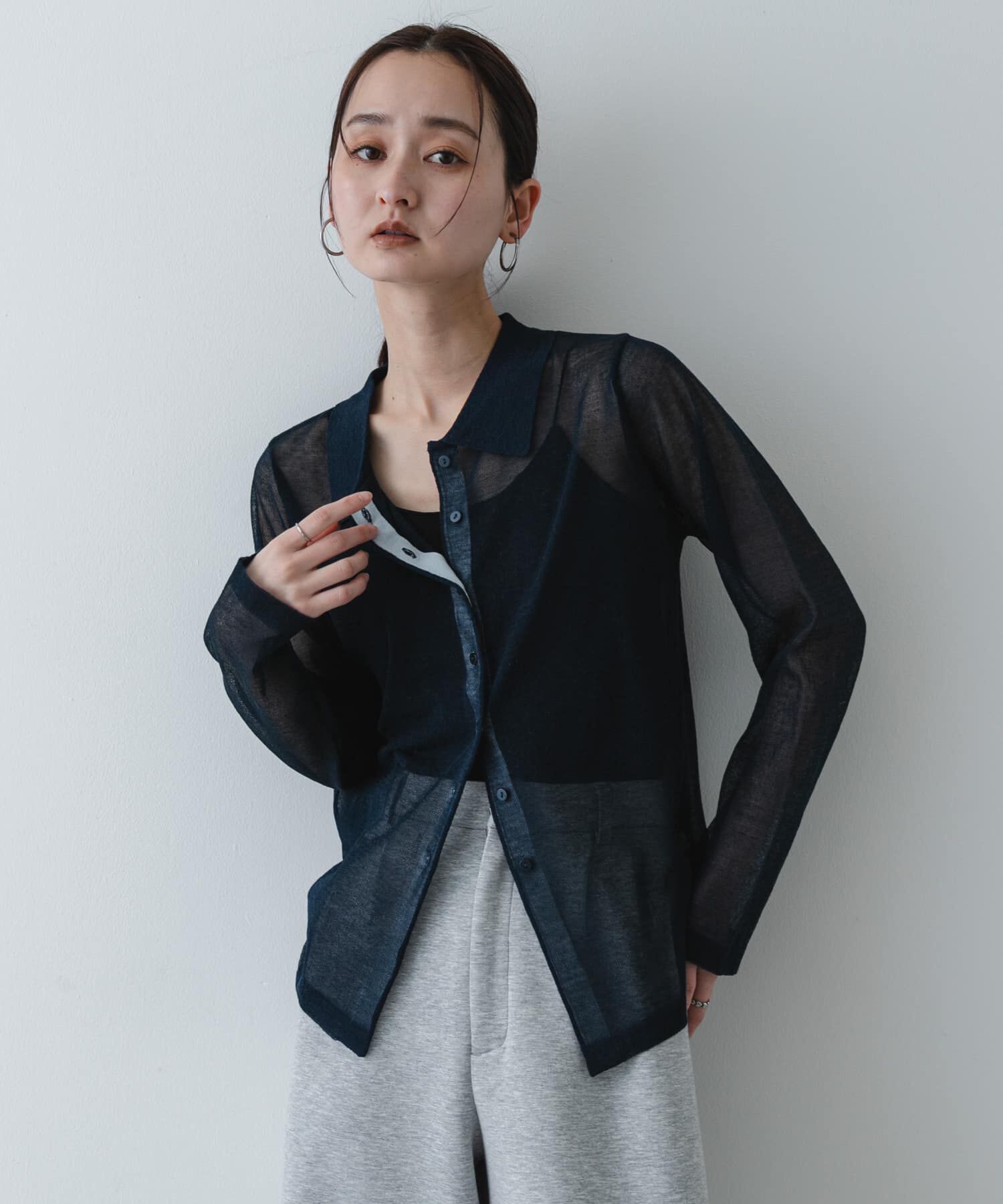 SENSE OF PLACE by URBAN RESEARCH「『洗濯可/接触冷感』シアーニットシャツカーディガン」|ニット・セーター|