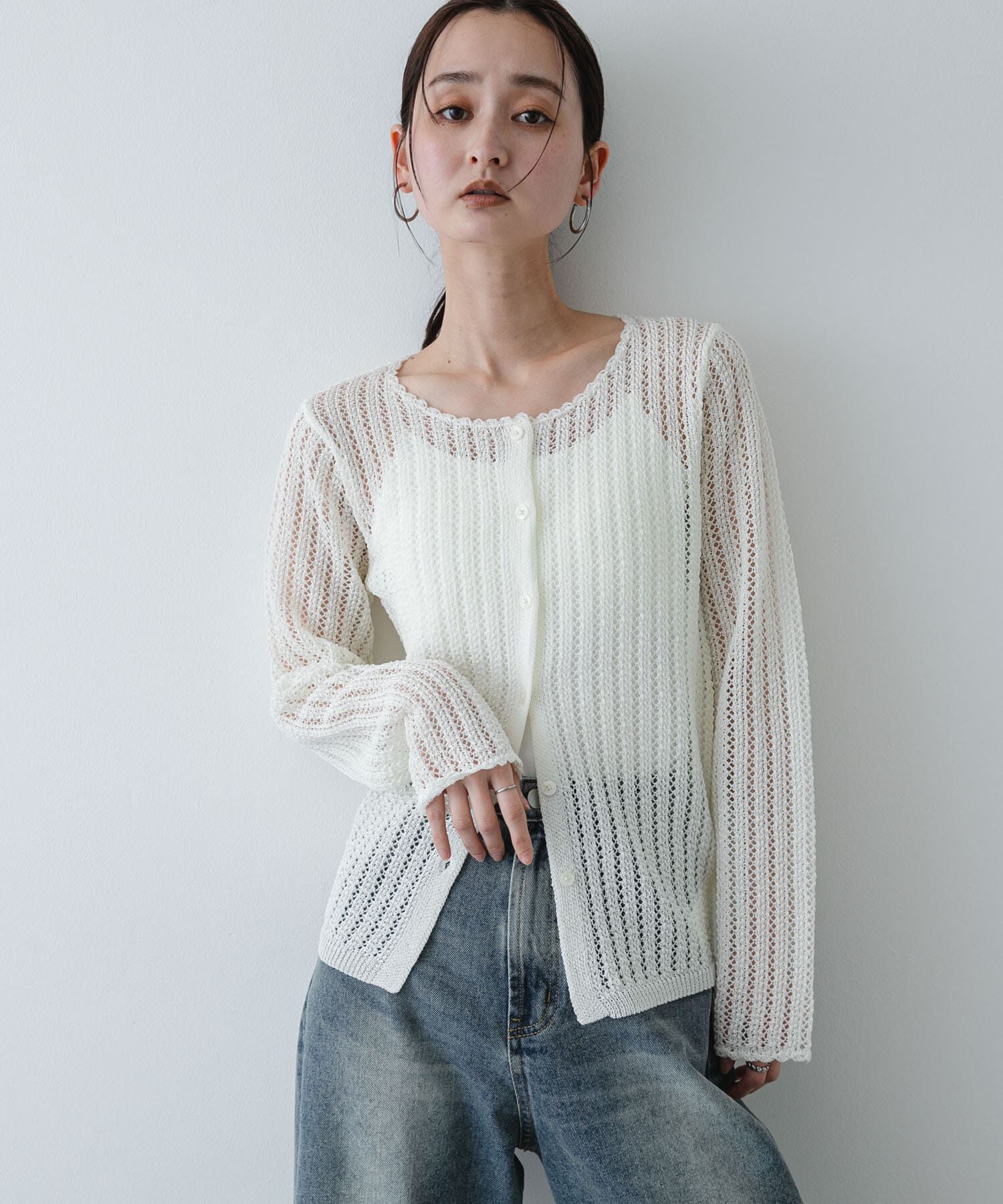 SENSE OF PLACE by URBAN RESEARCH「『洗濯可』スカラップレースアミカーディガン」|カーディガン|