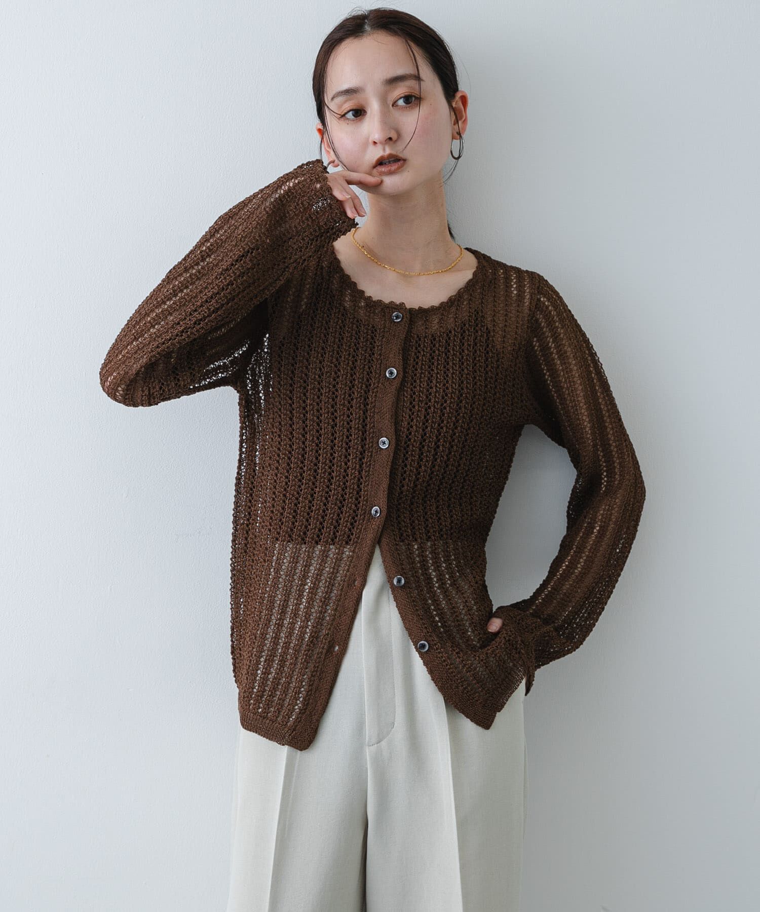 SENSE OF PLACE by URBAN RESEARCH「『洗濯可』スカラップレースアミカーディガン」|カーディガン|