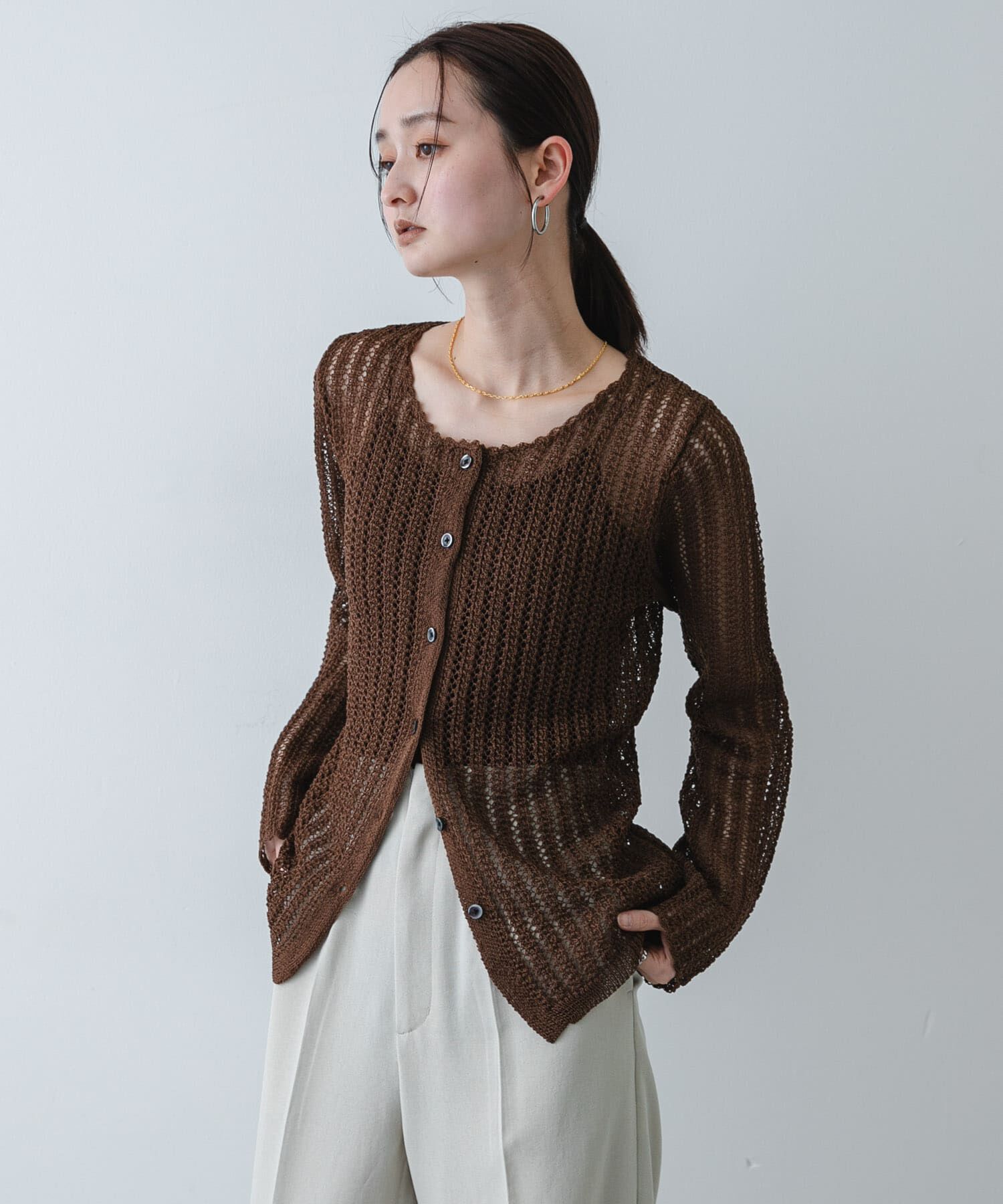 SENSE OF PLACE by URBAN RESEARCH「『洗濯可』スカラップレースアミカーディガン」|カーディガン|