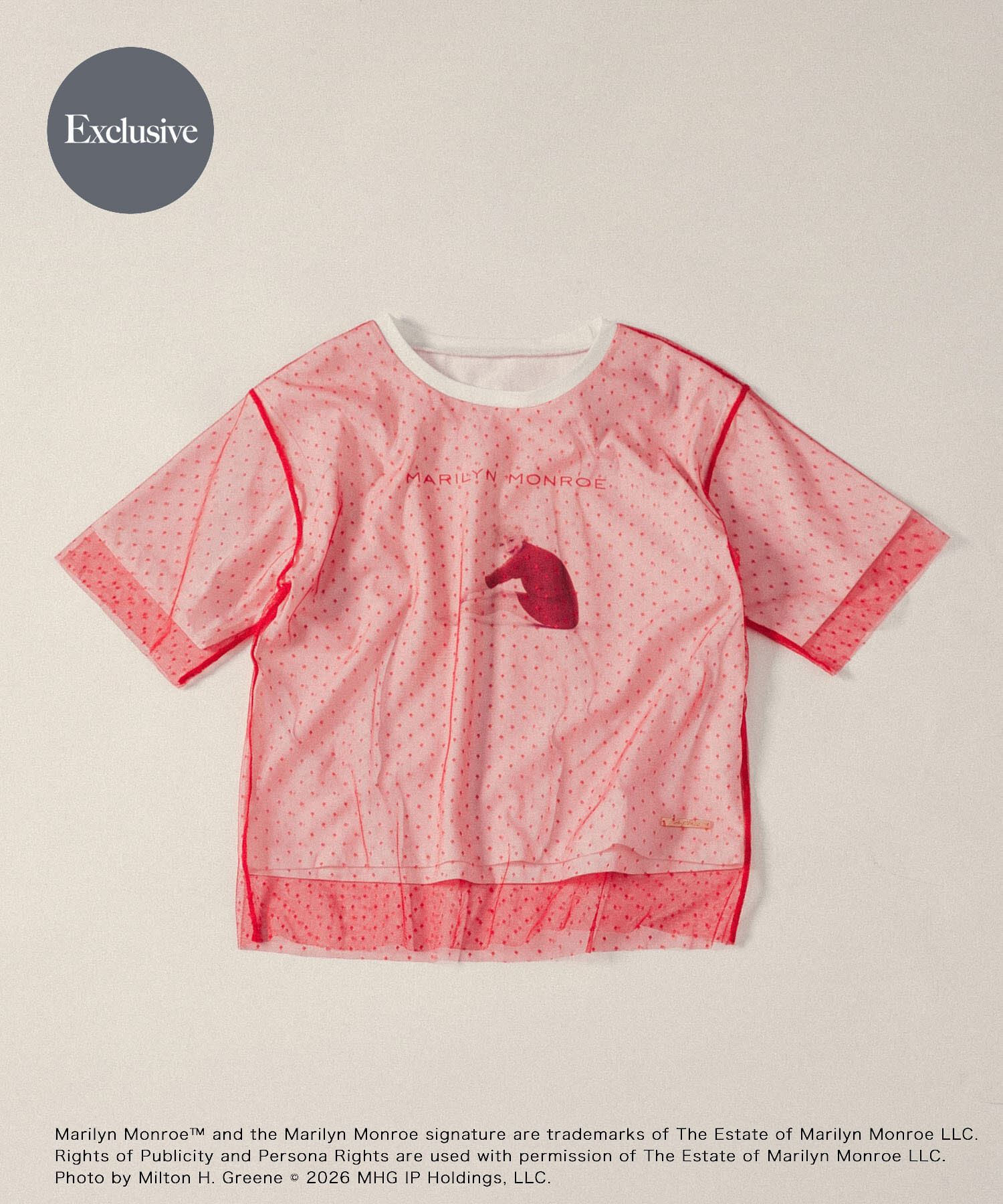 SENSE OF PLACE by URBAN RESEARCH「『別注』MARILYNMONROE&times;SENSE OF PLACE　チュールグラフィックTシャツ」|Tシャツ・カットソー|レッド
