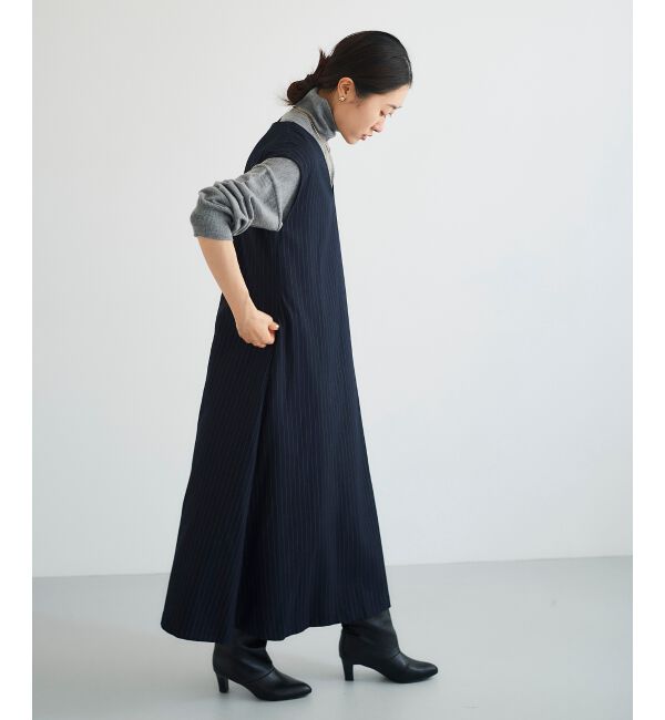 le.coeur blanc「ストライプノースリーブフレアワンピース」|ワンピース|