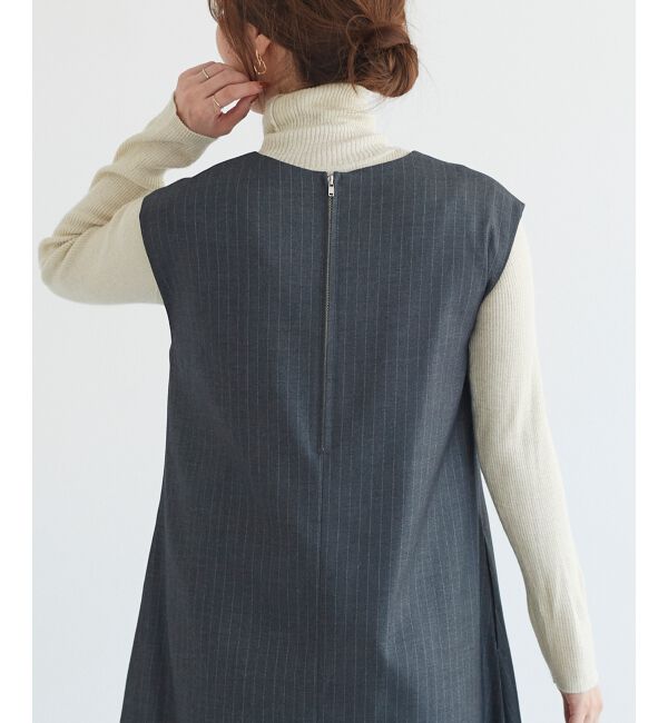 le.coeur blanc「ストライプノースリーブフレアワンピース」|ワンピース|