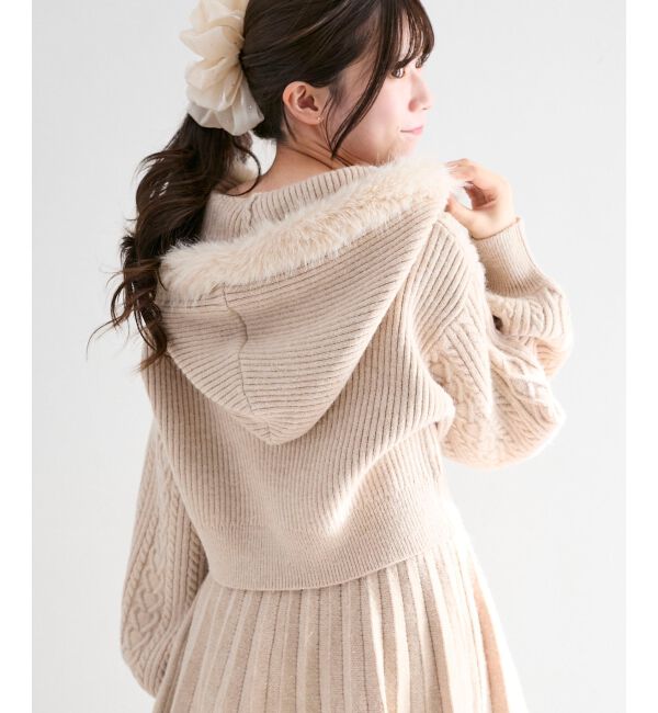  「キラキラフード付きニットパーカー」|パーカー|