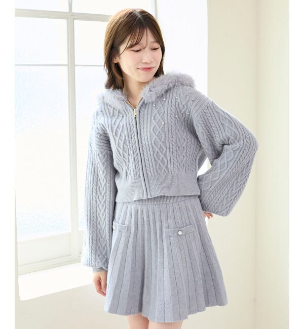  「キラキラフード付きニットパーカー」|パーカー|