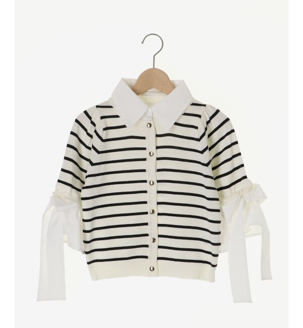  「袖リボンシャツレイヤードライクカーデ」|ニット・セーター|