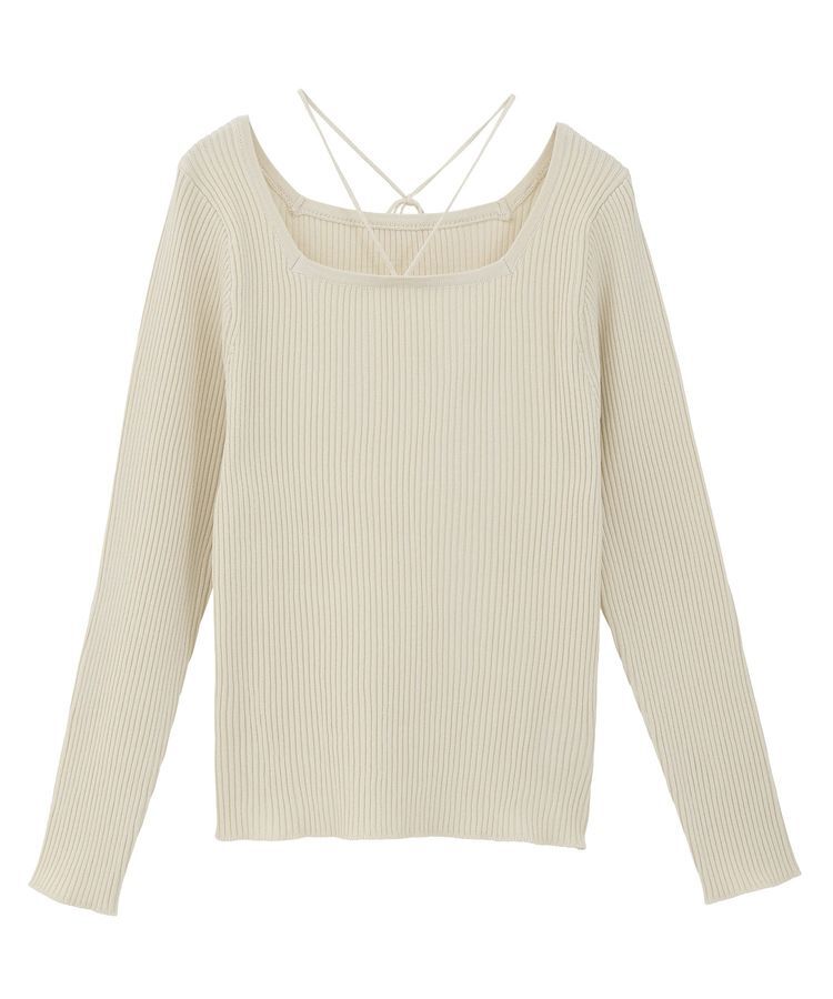 earth music&ecology「スクエアホルターネックリブプルオーバー」|ニット・セーター|