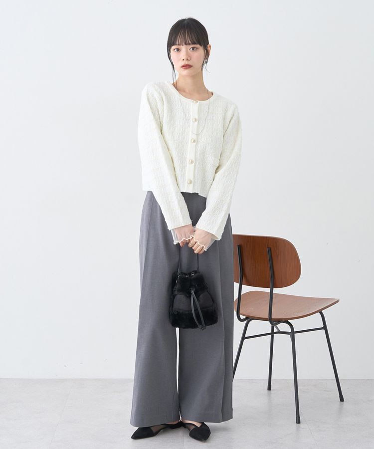 earth music&ecology「ニットツイードジャケット」|カーディガン|