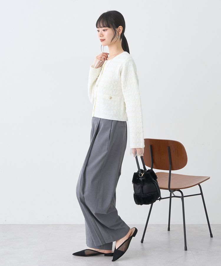 earth music&ecology「ニットツイードジャケット」|カーディガン|