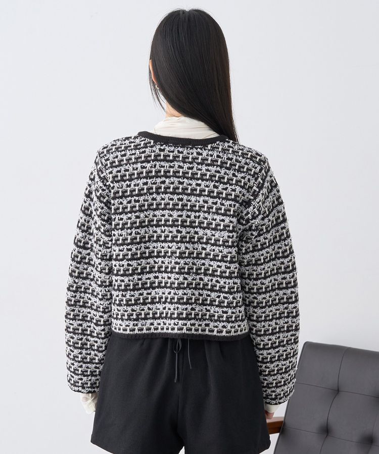 earth music&ecology「ニットツイードジャケット」|カーディガン|
