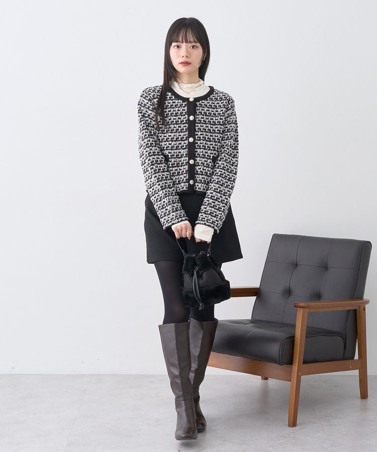 earth music&ecology「ニットツイードジャケット」|カーディガン|