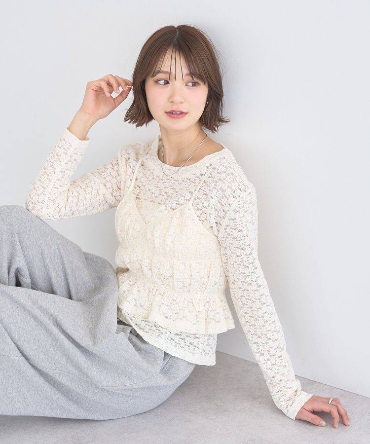 earth music&ecology「SET2点カットレースプルオーバー＋ビスチェ」|Tシャツ・カットソー|