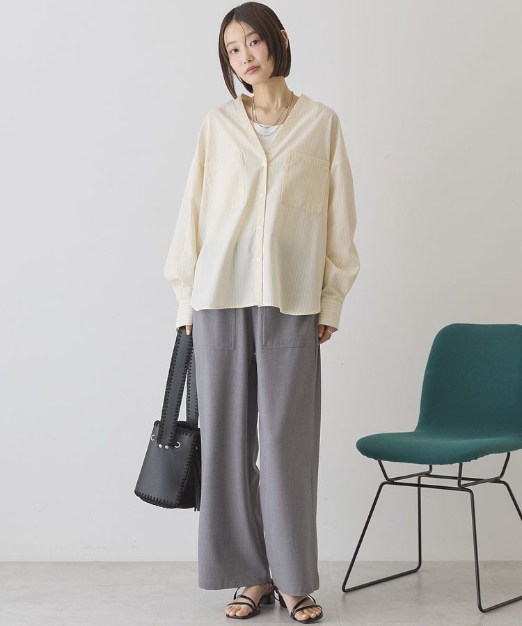 AMERICAN HOLIC「【イージーケア】ストライプVネックシャツ」|シャツ・ブラウス|