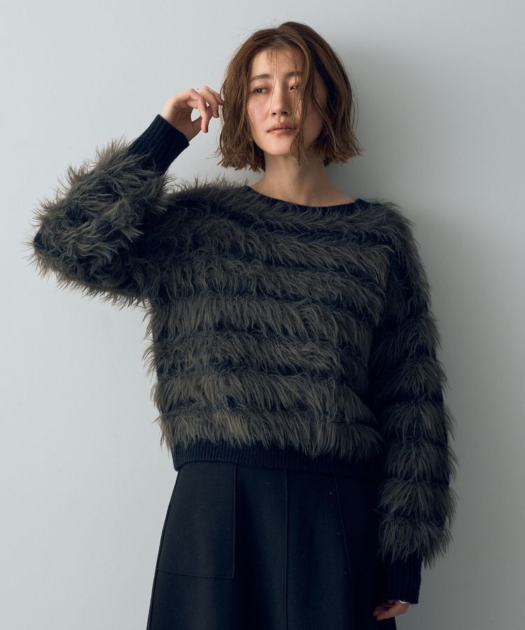 YECCA VECCA「フェザーボーダーニット」|ニット・セーター|