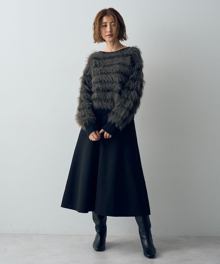 YECCA VECCA「フェザーボーダーニット」|ニット・セーター|