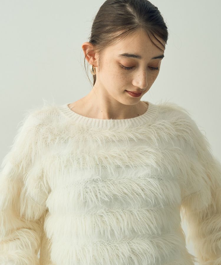YECCA VECCA「フェザーボーダーニット」|ニット・セーター|