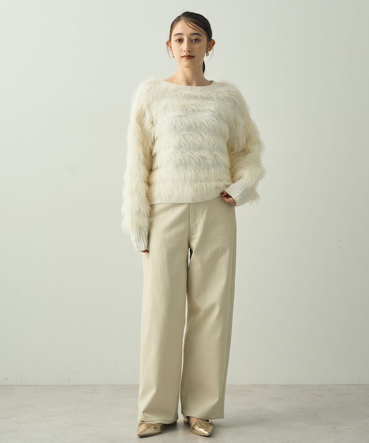 YECCA VECCA「フェザーボーダーニット」|ニット・セーター|