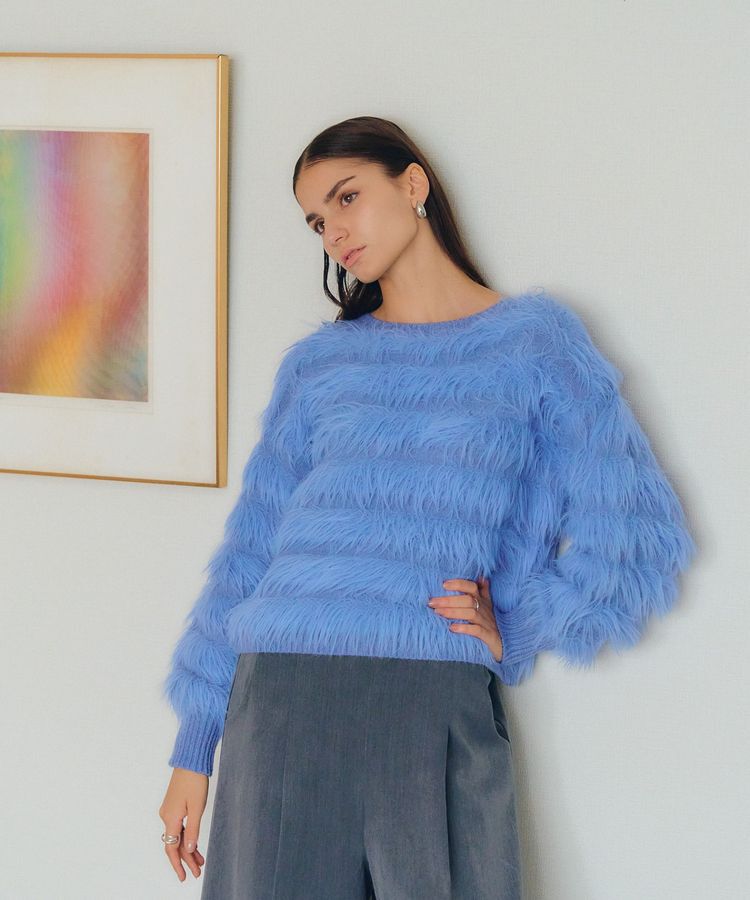 YECCA VECCA「フェザーボーダーニット」|ニット・セーター|