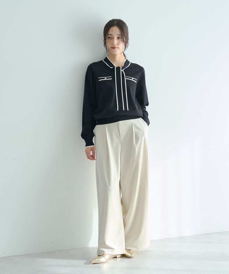 YECCA VECCA「ベルテッドカルゼ起毛ワイドパンツ」|その他|