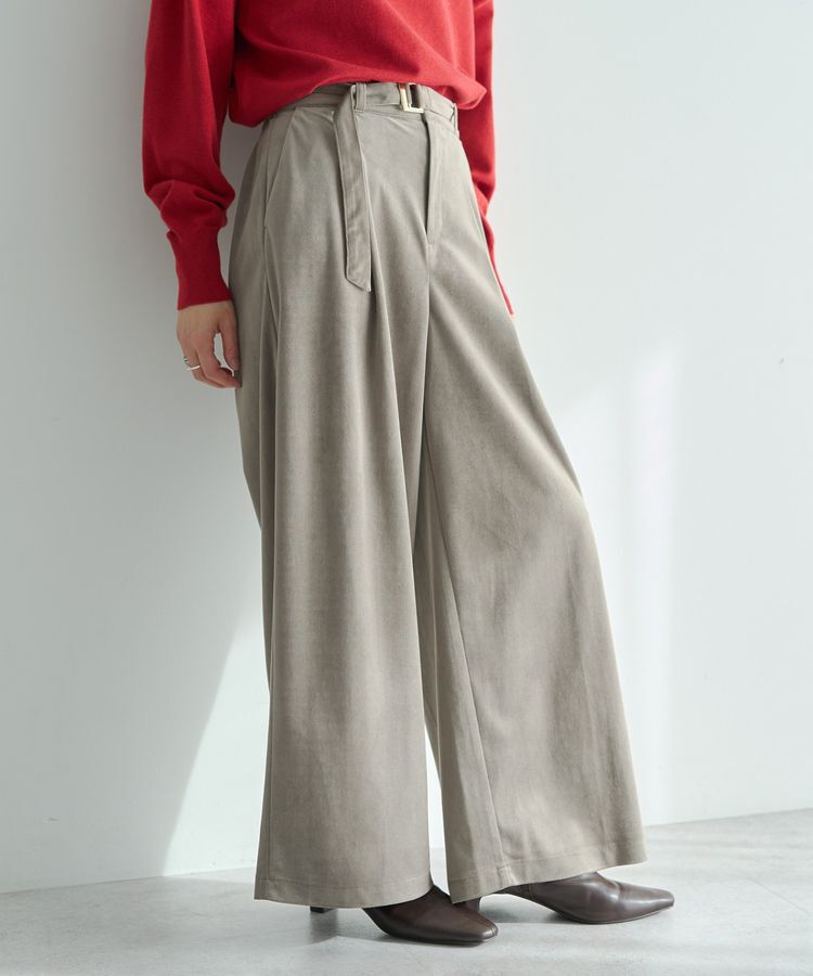 YECCA VECCA「ベルテッドカルゼ起毛ワイドパンツ」|その他|