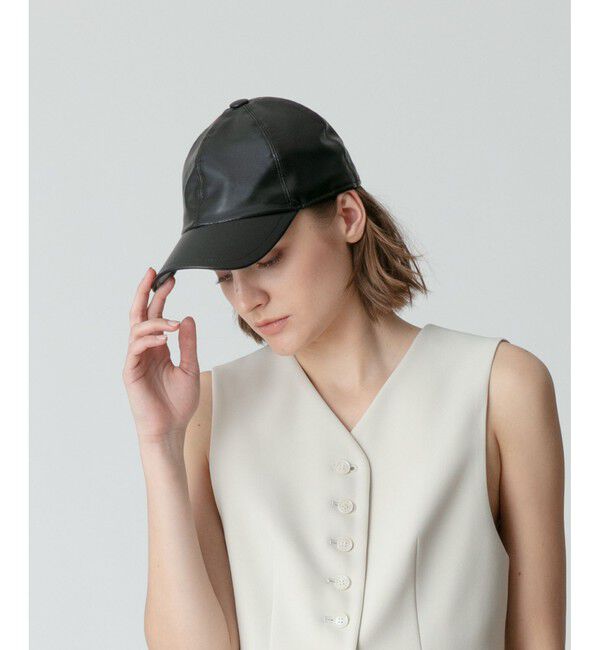 allureville「【GRILLO(グリーロ)】 ECO LEATHER CAP」|キャップ・キャスケット|ブラック