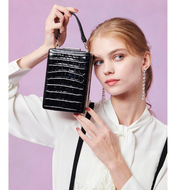 LOULOU WILLOUGHBY「【LOULOU WILLOUGHBY】PORTRAITCROCO クラッチバッグ」|クラッチバッグ|ブラック