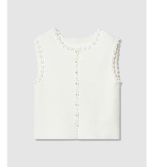 LOULOU WILLOUGHBY「【LOULOU WILLOUGHBY】クロッシェフラワートリミングプルオーバー」|ニット・セーター|