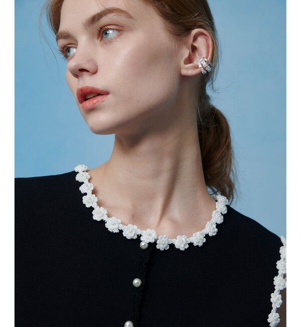 LOULOU WILLOUGHBY「【LOULOU WILLOUGHBY】クロッシェフラワートリミングプルオーバー」|ニット・セーター|