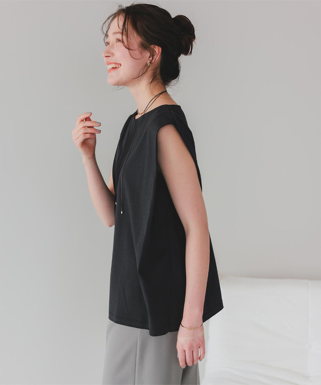 titivate「汗染み防止フレンチスリーブTシャツ」|Tシャツ・カットソー|ブラック