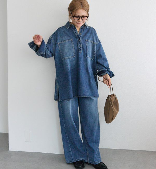  「【＠noricorico102企画】ヴィンテージライクデニムチュニックシャツ」|シャツ・ブラウス|