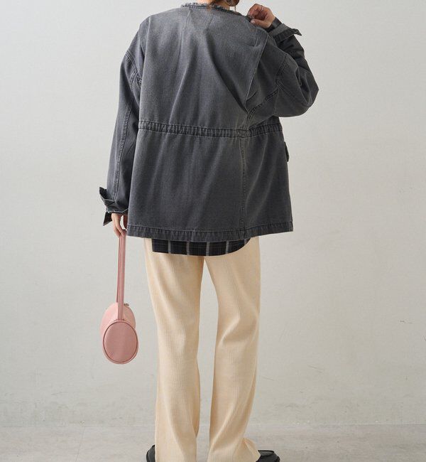  「デニムノーカラーワークジャケット」|デニムジャケット|