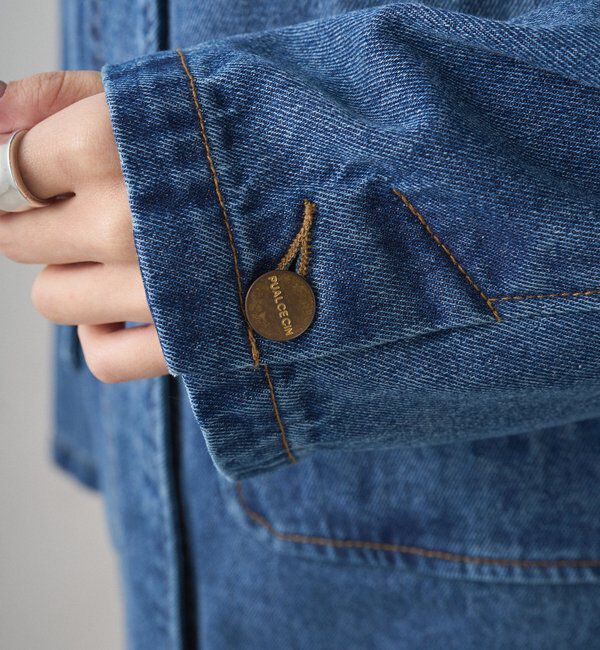  「デニムノーカラーワークジャケット」|デニムジャケット|