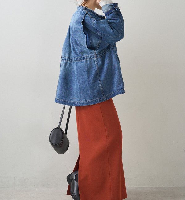  「デニムノーカラーワークジャケット」|デニムジャケット|