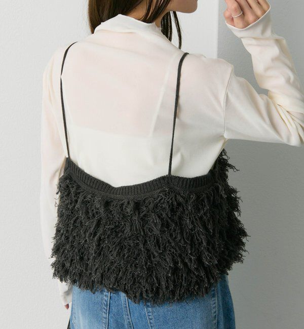  「フリンジジャガードニット細紐ビスチェ」|ニット・セーター|