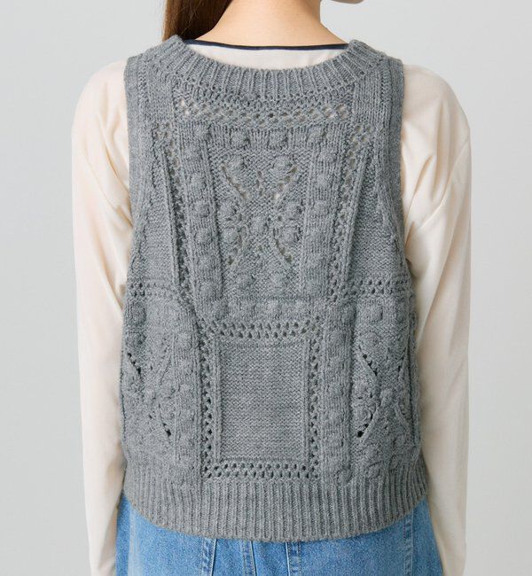  「ポップコーン編みニットベスト」|ニット・セーター|
