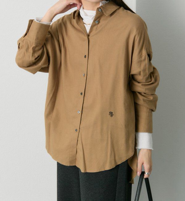  「起毛オーバーシャツブラウス」|シャツ・ブラウス|キャメル