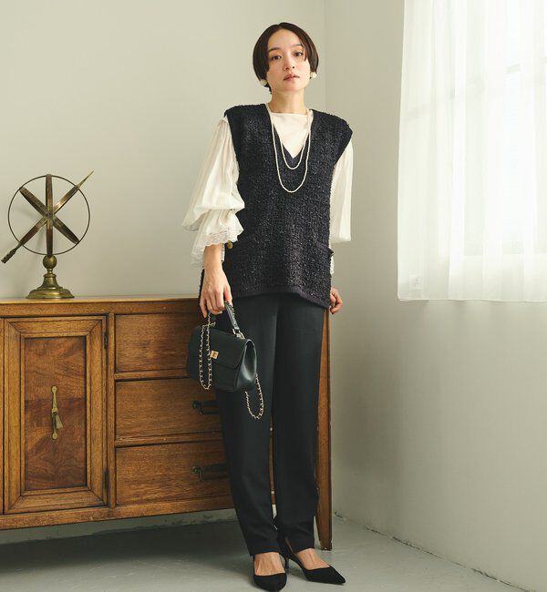  「【Du noir】ストレッチジョーゼットインスリットパンツ」|その他|