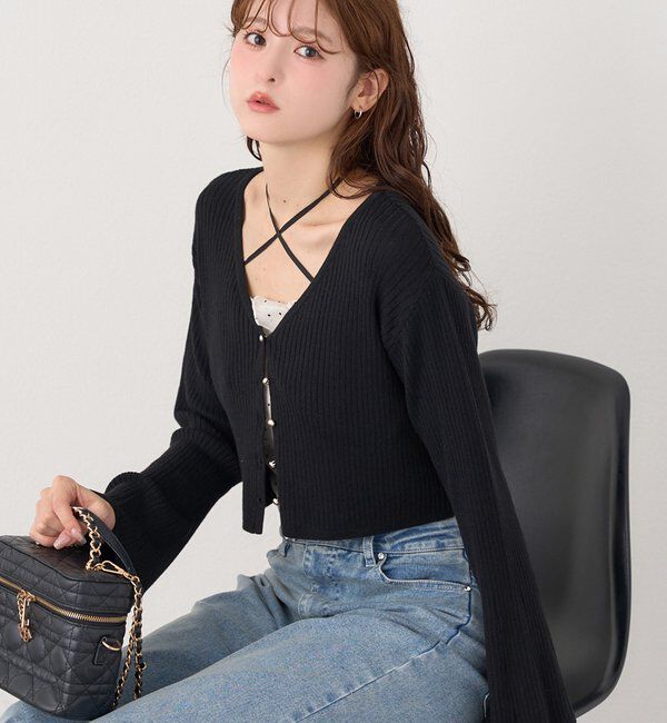  「ベル袖リブカーデ」|ニット・セーター|