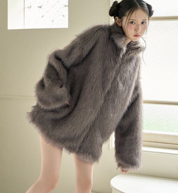  「ミドルフェイクファージャケット」|ダウンベスト・ベスト|