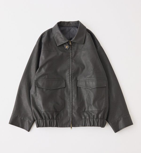  「ミドルエコレザージャケット」|テーラードジャケット|