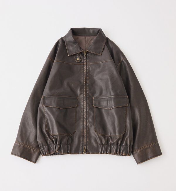  「ミドルエコレザージャケット」|テーラードジャケット|