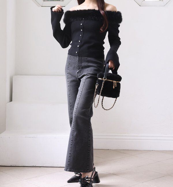  「後ろ刺繍美脚ストレッチフレアデニム」|その他|