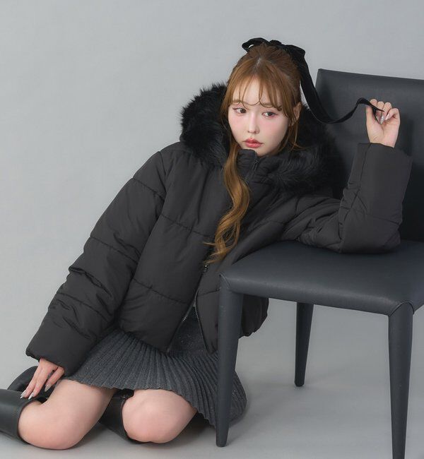  「ファー付きショートフェイクダウン」|ダッフルコート|